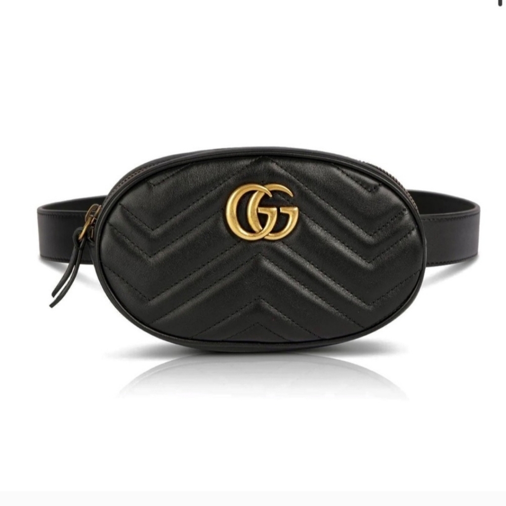 Gucci Black Marmont Matelasse Leather Women's Belt Bag